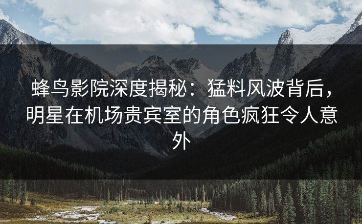 蜂鸟影院深度揭秘：猛料风波背后，明星在机场贵宾室的角色疯狂令人意外