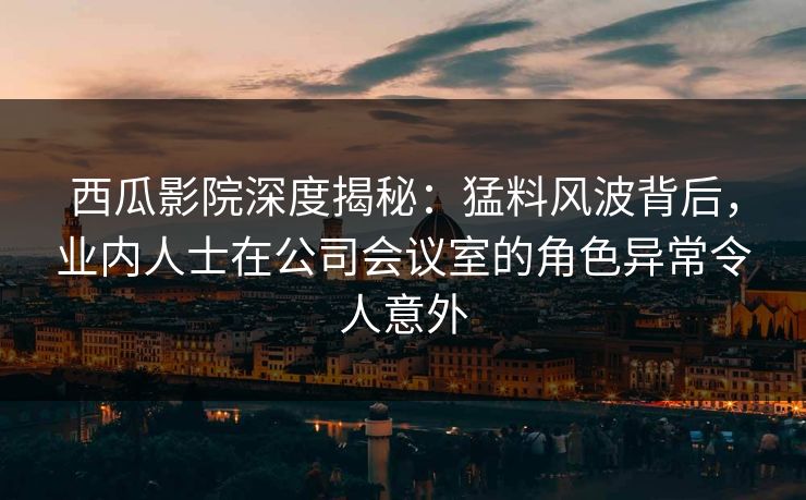 西瓜影院深度揭秘：猛料风波背后，业内人士在公司会议室的角色异常令人意外