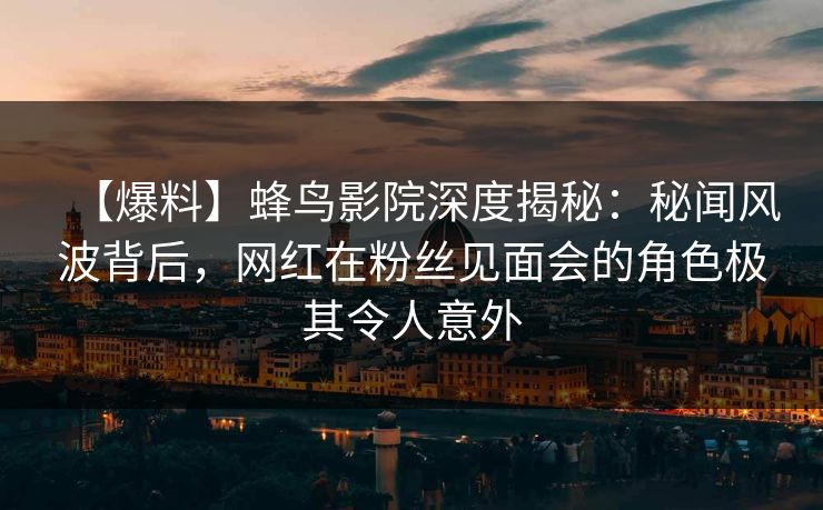 【爆料】蜂鸟影院深度揭秘：秘闻风波背后，网红在粉丝见面会的角色极其令人意外