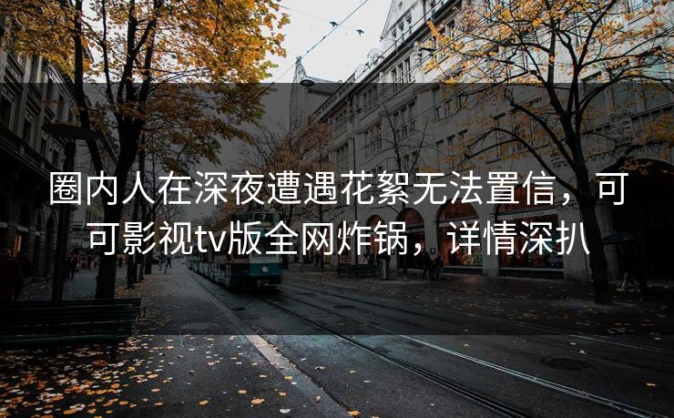 圈内人在深夜遭遇花絮无法置信，可可影视tv版全网炸锅，详情深扒