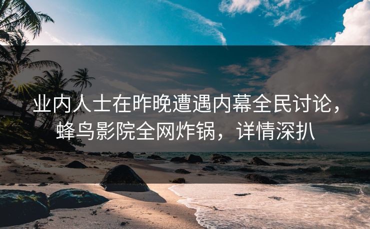 业内人士在昨晚遭遇内幕全民讨论，蜂鸟影院全网炸锅，详情深扒